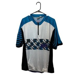 Vintage Nike Cycling Jersey Mens XL Blue Purple Made in USA 90s Bicycle 1/4 Zip